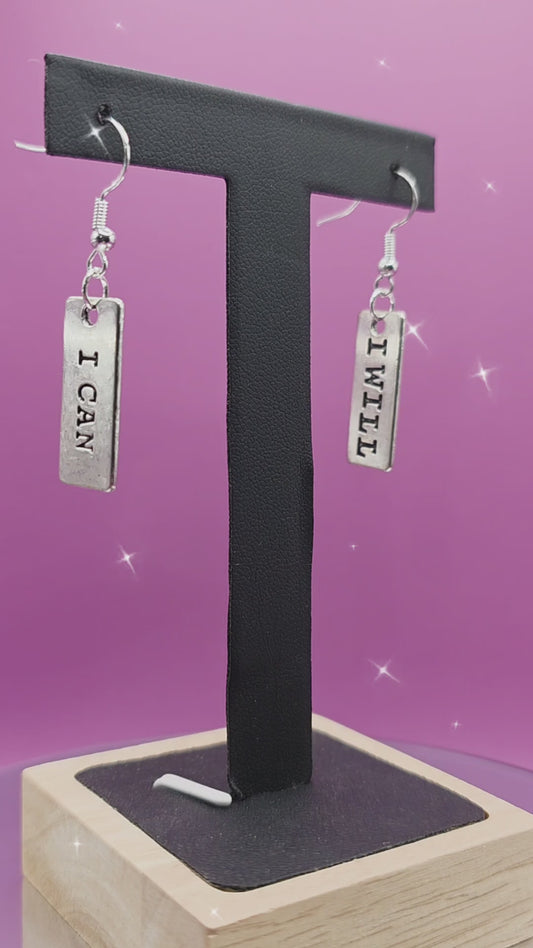"I Can, I Will." Sterling Silver Hook Earrings