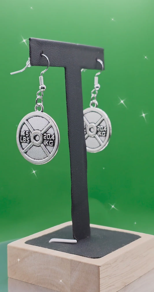 45 LBS Plate Stainless Steel Hook Earrings