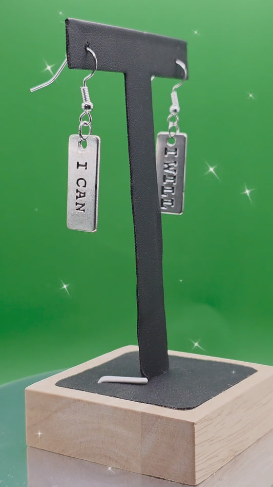 "I Can, I Will." Stainless Steel Hook Earrings