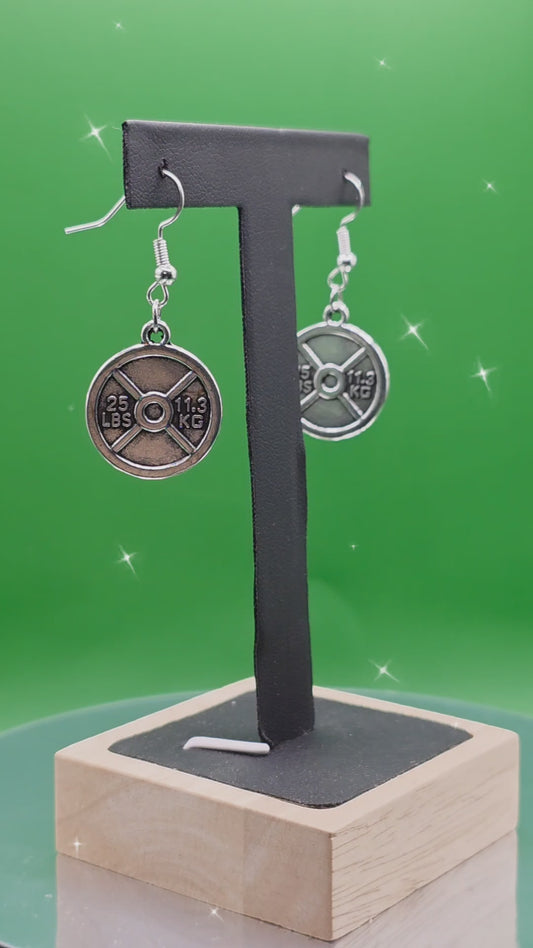 25 LBS Plate Stainless Steel Earrings
